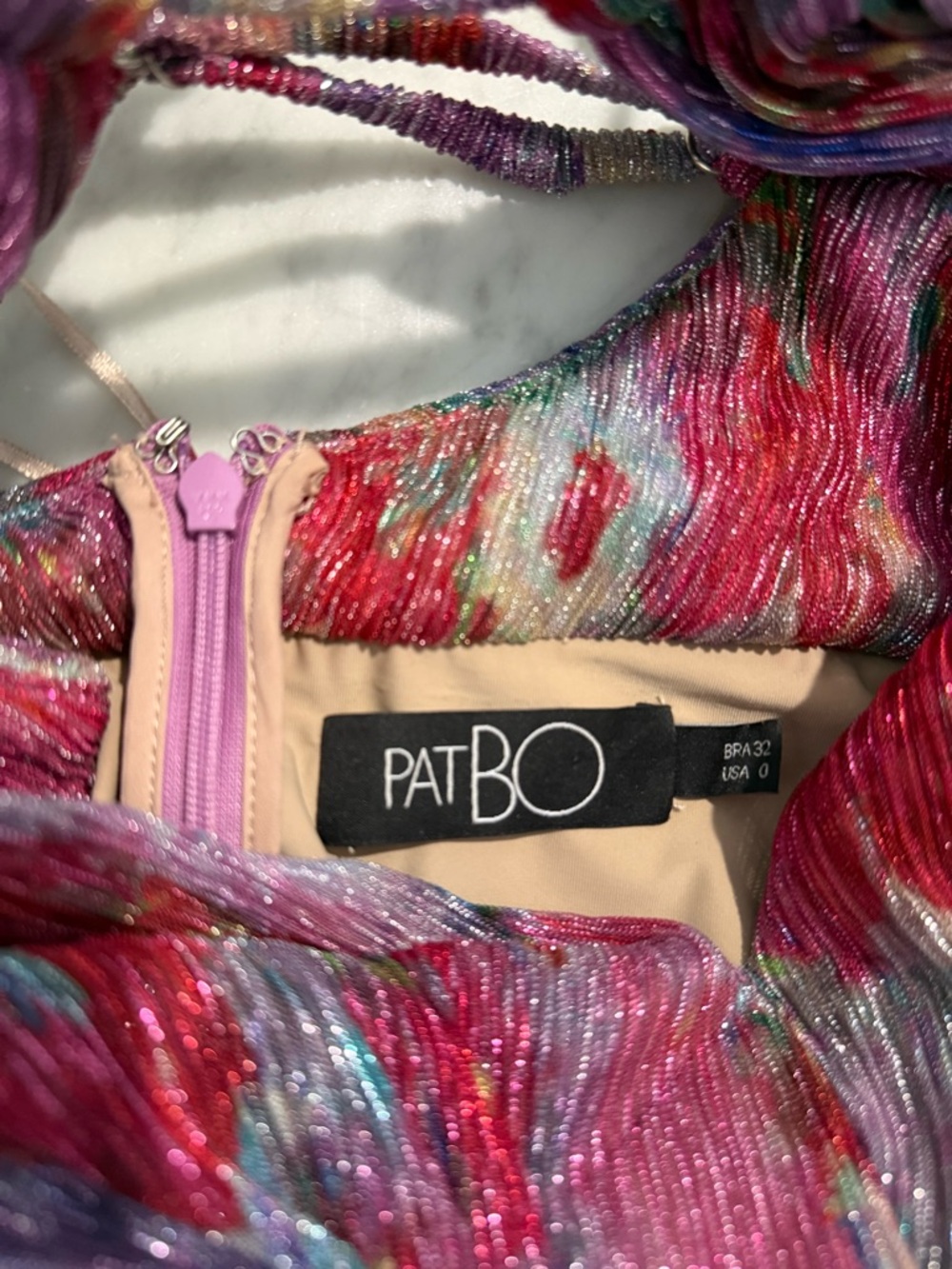 PatBO Pink Multicolor Pleated Maxi Dress with Twisted Waist - Picture 4 of 5